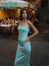 Lunivop Summer Maxi Satin Prom Dress Stretchy Green Spaghetti Strap Slim Celebrity Evening Party